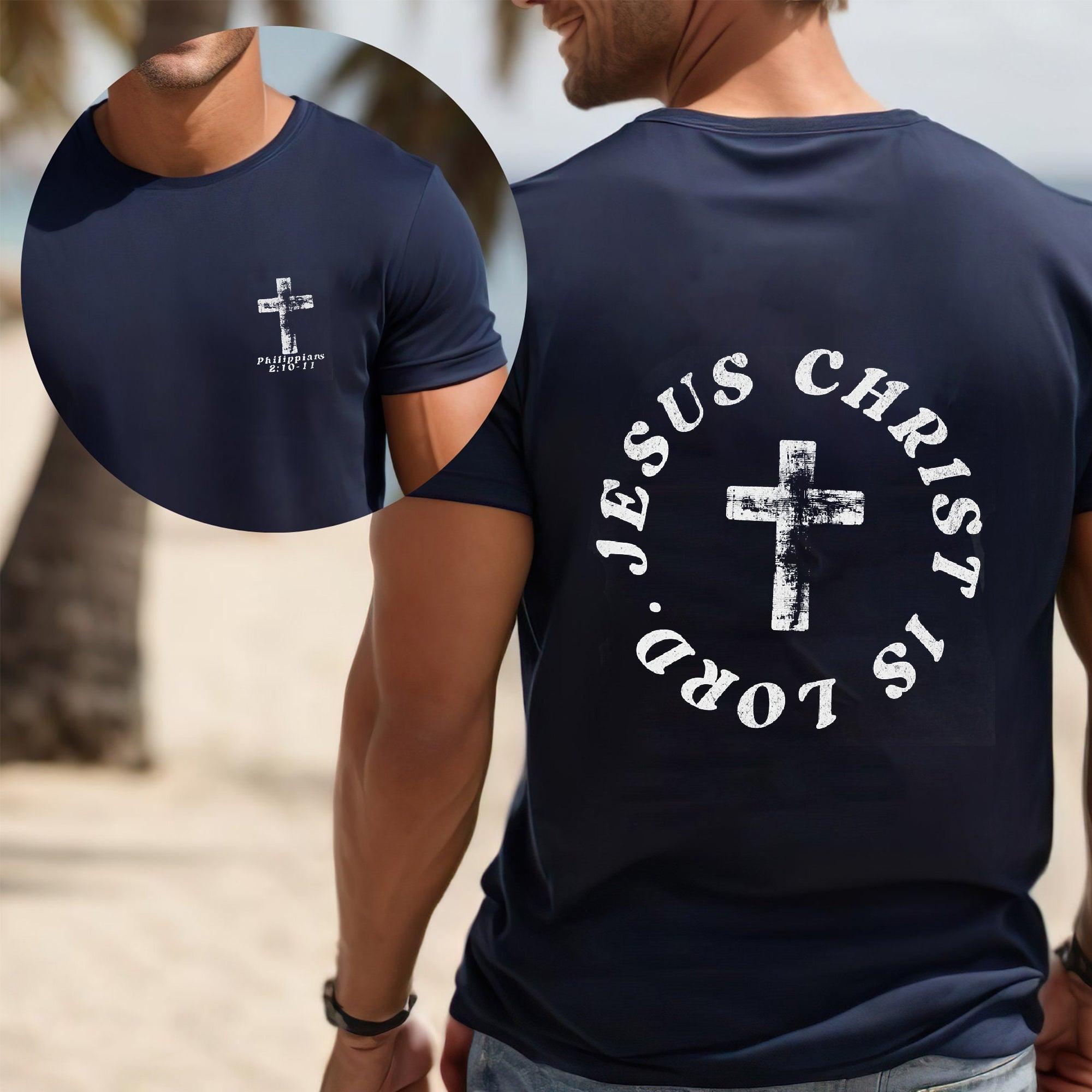 Christian Shirt for Men Jesus Christ is Lord T Shirt Bible Verse Tshirt Religious Father's Day Gift for Man of Faith Tee Comfort Colors Top
